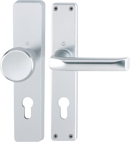 Langschildgarnitur London 54/227/202SP/113 Aluminium F1 PZ 72 mm DIN links / rechts HOPPE