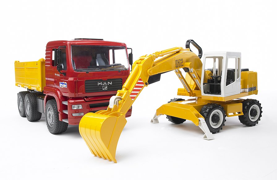 Bruder 02751 - MAN TGA Kipp-LKW und Liebherr Schaufelbagger – Ansicht 2