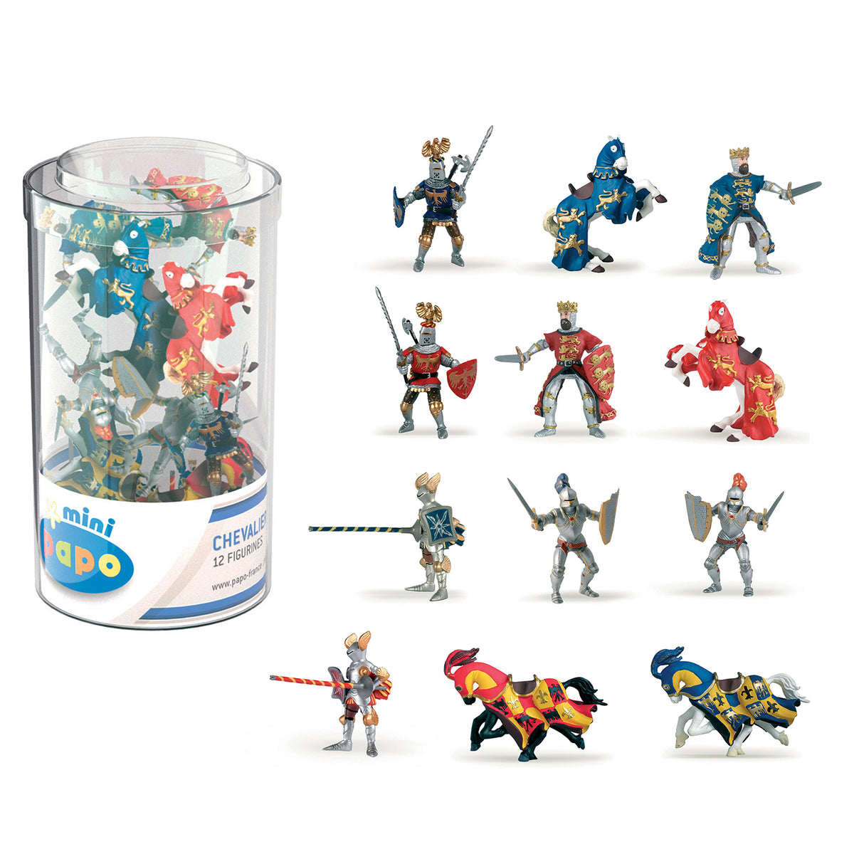 Papo 33016 - Mini Ritter (Kunststoffbehälter, 12 Stück) - Spielfigur