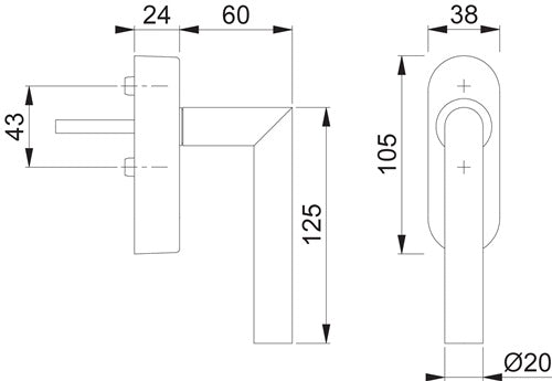 Fenstergriff Amsterdam E0400/FR-408 Edelstahl 20-30 mm matt eFenstergriff HOPPE - VPE: 10 – Ansicht 3