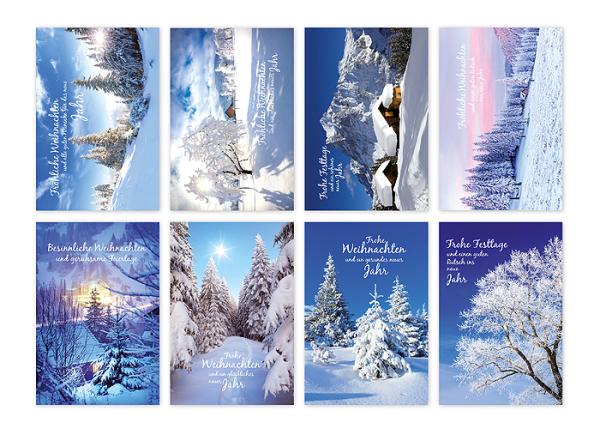 Winterlandschaft Weihnachtskarte - 8-fach sortiert