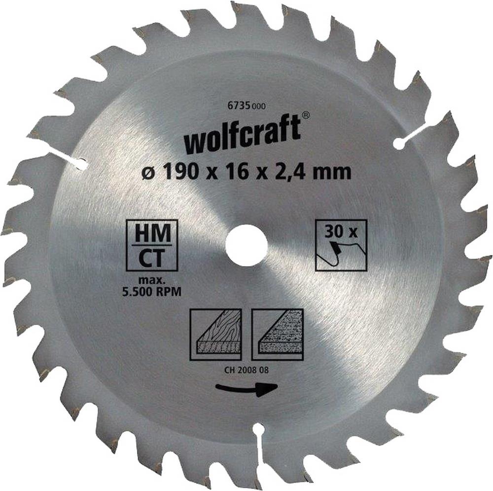 Wolfcraft Kreissägeblatt 20Z 160/16mm für Holz Spanplatten