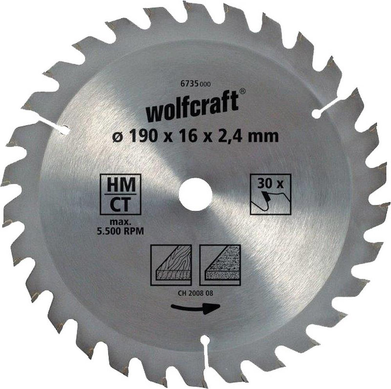 Wolfcraft Kreissägeblatt 20Z 160/16mm für Holz Spanplatten