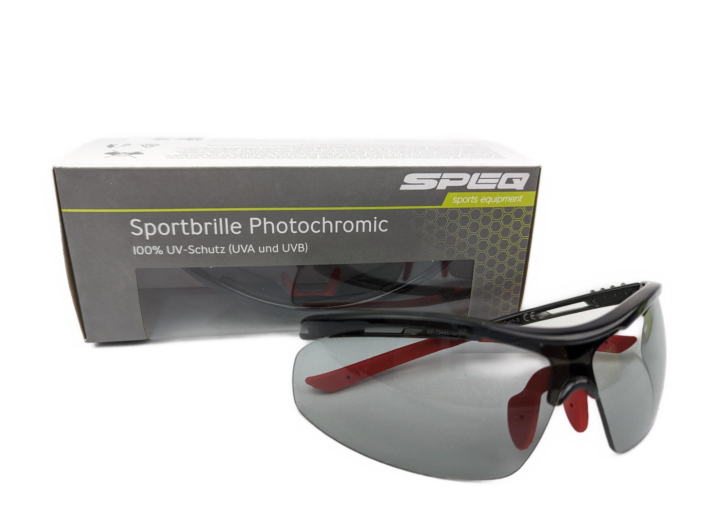 SPEQ Sportbrille Photochromic SP-1548C mit selbsttönendem Glas für Fahrrad- Motorradfahren Skiesport (rot)