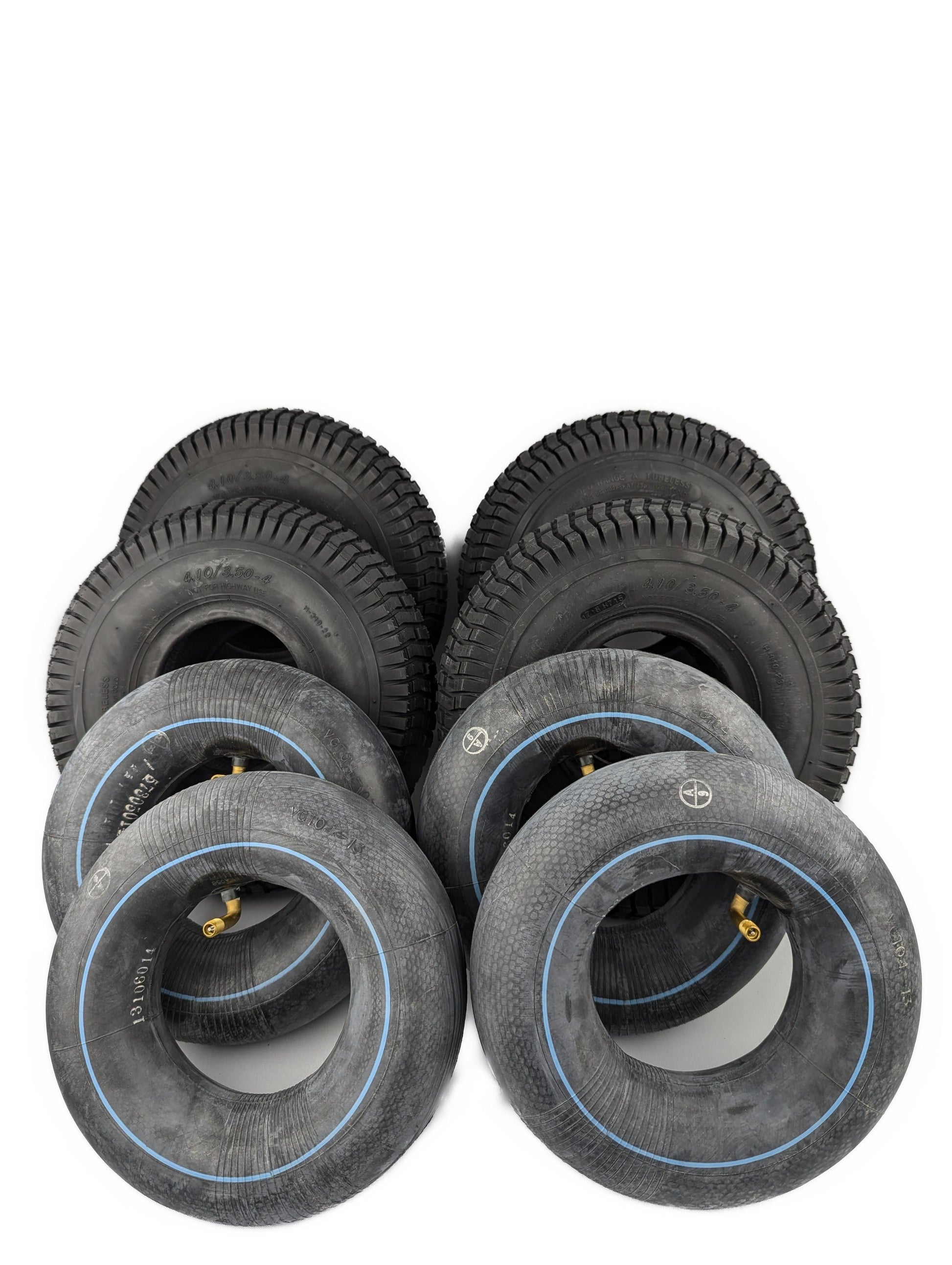 Bdt 4er SET: Decke (Ø 260 mm 410/350-4 2PR) + Schlauch (300-4'' TR87) f Kettcar Tretfahrzeuge Bollerwagen Babycar - VPE: 4