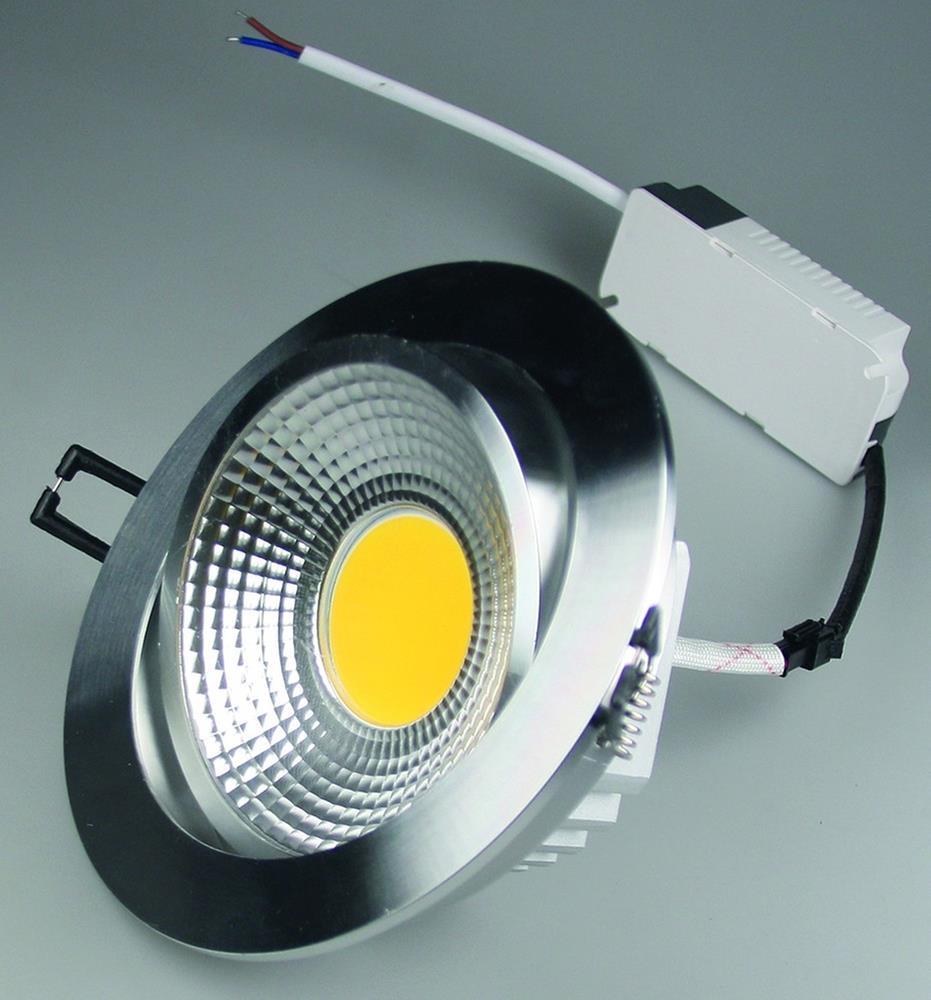 LED-Einbauleuchte ''COB-10'' 10W 600lm 3000K 95° Ø140xT47mmchrom