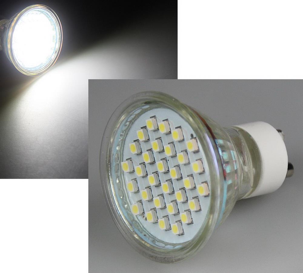 LED Strahler GU10 ''H20 SMD'' 30 SMD LEDs 6000k 120lm 120° 230V/13W weiß