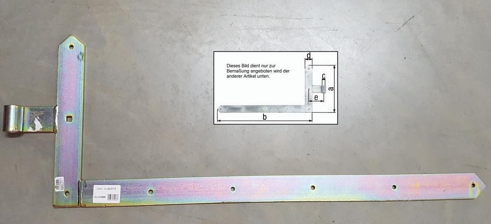 Tor-Winkelband f Garagentore 400x1000xØ20x60x120mm Stahl roh galv gelb verz