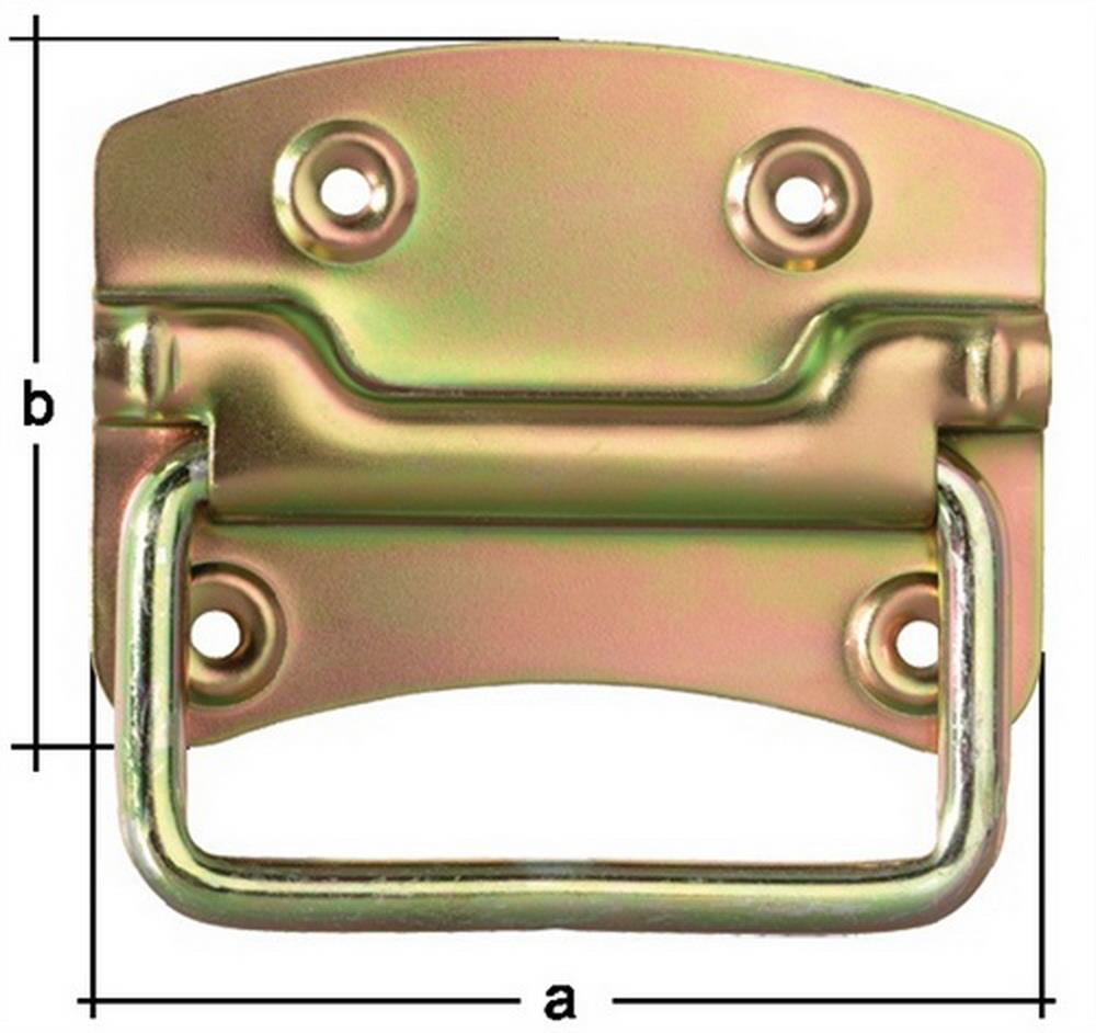 Kistengriff 80x70mm Stahl roh galv gelb verz GAH 2 Stück