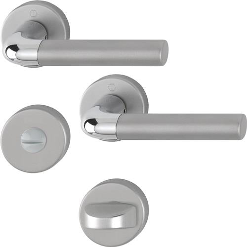 Rosettengarnitur Bremen 1505/42KV/42KVS Aluminium F49/F9-2 rund SK/OL DIN links / rechts D/D HOPPE