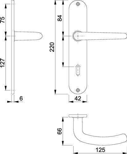 Langschildgarnitur Denver E1310Z/302 Edelstahl F69 OB 72 mm DIN links / rechts HOPPE