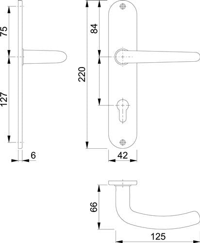 Langschildgarnitur Denver E1310Z/302 Edelstahl F69 PZ 72 mm DIN links / rechts HOPPE