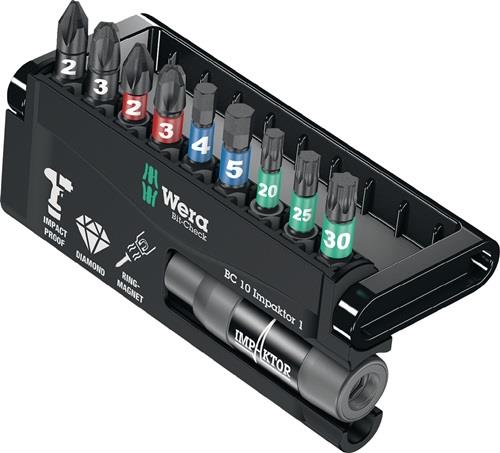 Bitsortiment Bit-Check 10 Impaktor 1 10-teilig PZD/T/6-KT Schnellwechselhalter WERA