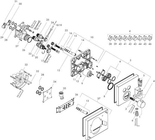 HG Fertigmontageset SHOWERSELECT UP-Thermost 2 Verbr m FitFix u Porter ch HANSGROHE