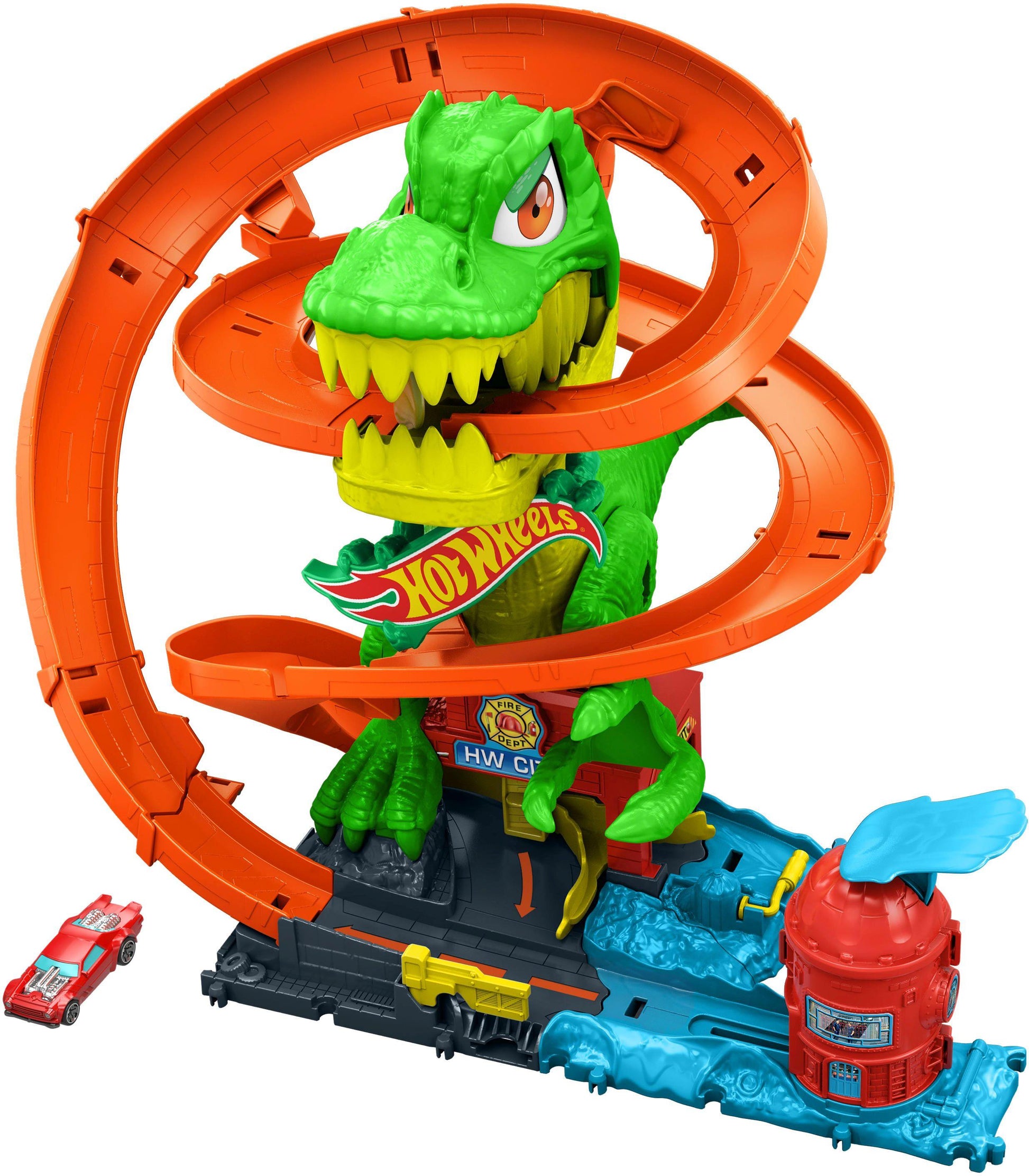 HW City T-Rex vs Fire Station