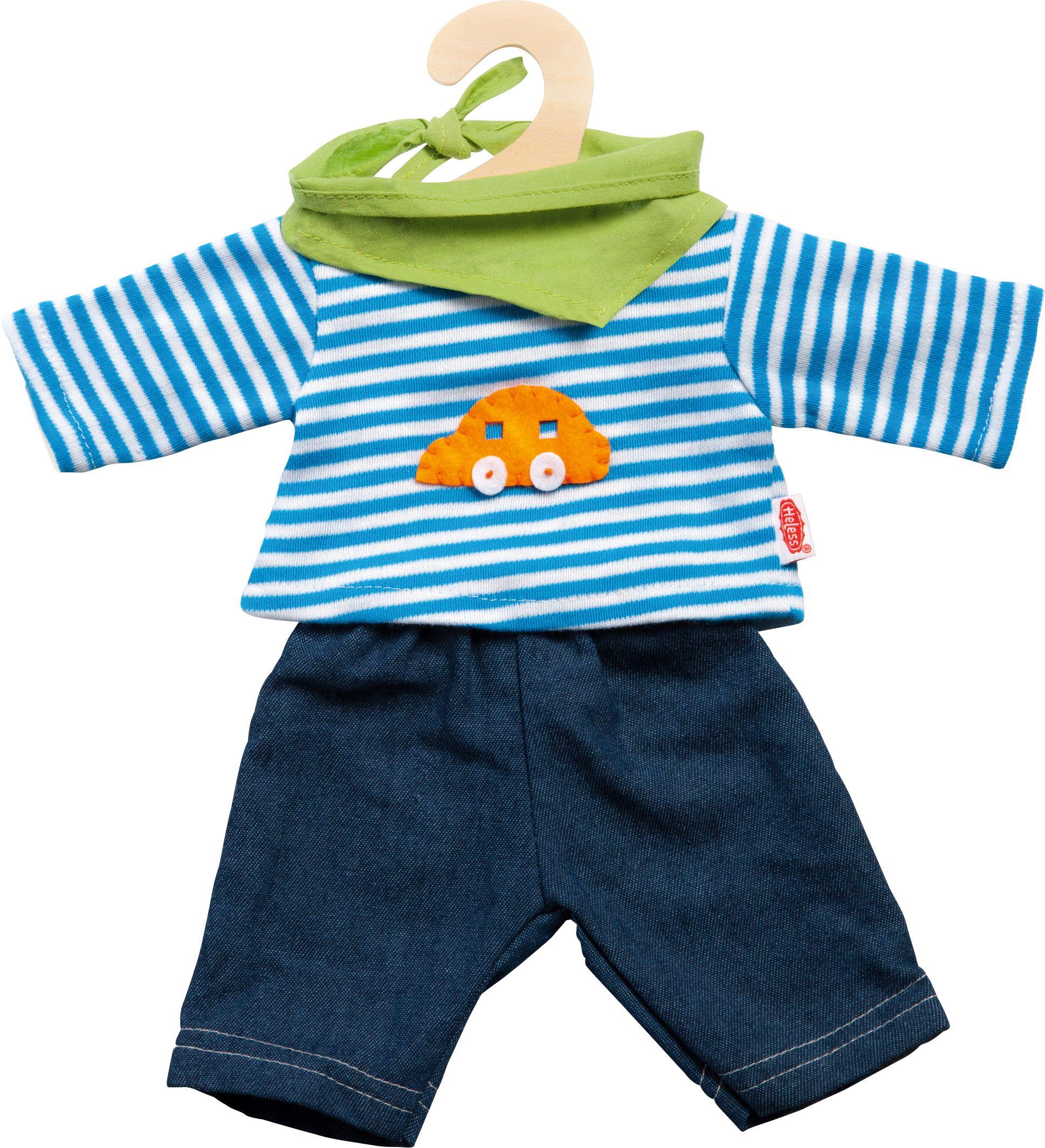 Pu-Jeans mit Streifenshirt Gr 35-45cm
