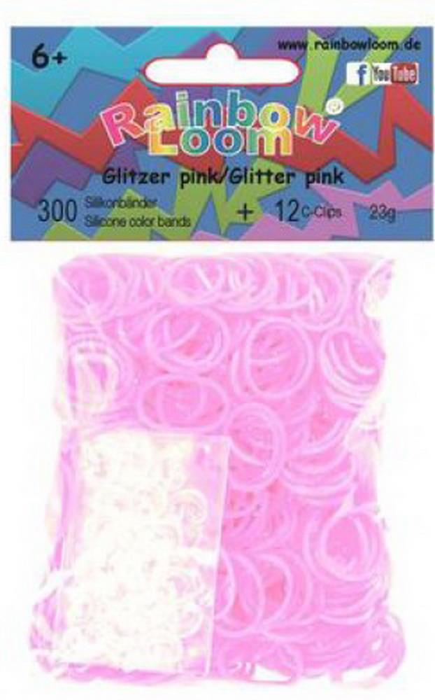 Rainbow Loom Silikon Glitzer pink 300 Stück 1 Beutel