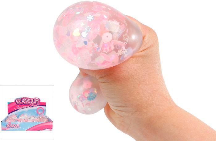 Quetschball Glitterblume 4-fach sortier