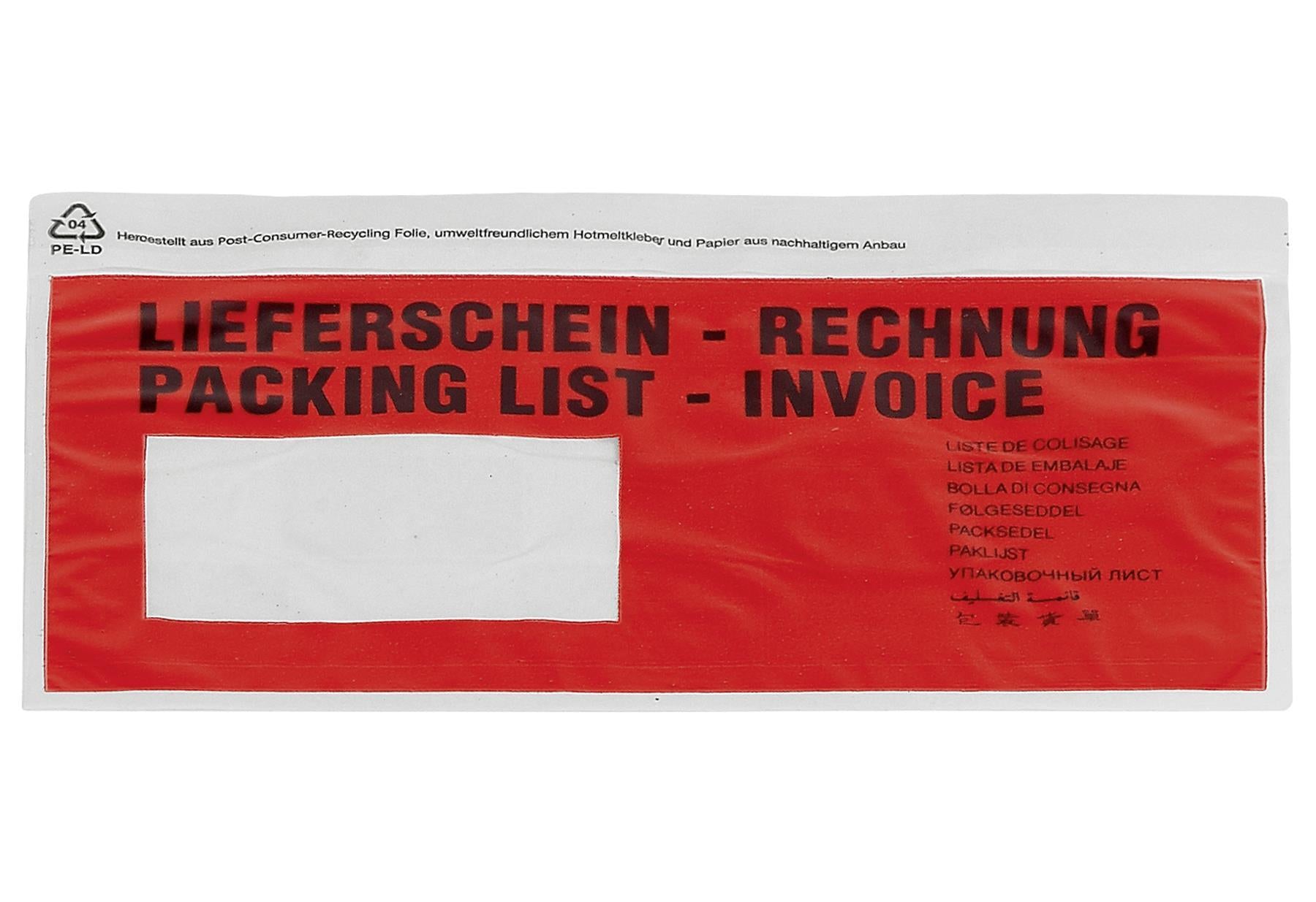 WIHEDÜ Begleitpapiertasche DIN lang - VPE: 250