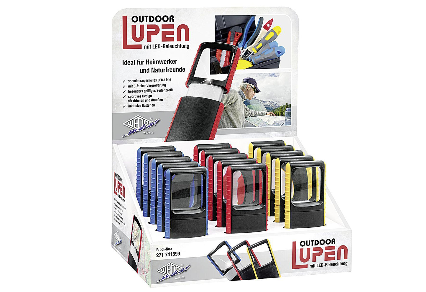 WEDO Rechtecklupe Outdoor mit LED - VPE: 15