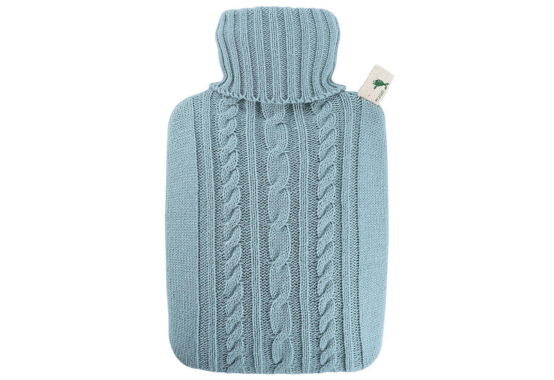 HUGO FROSCH Wärmflasche Klassik 18l Strickbezug pastell-blau
