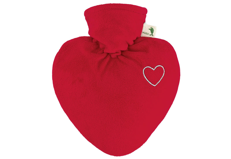 HUGO FROSCH Wärmflasche Herz 10l Veloursbezug rot
