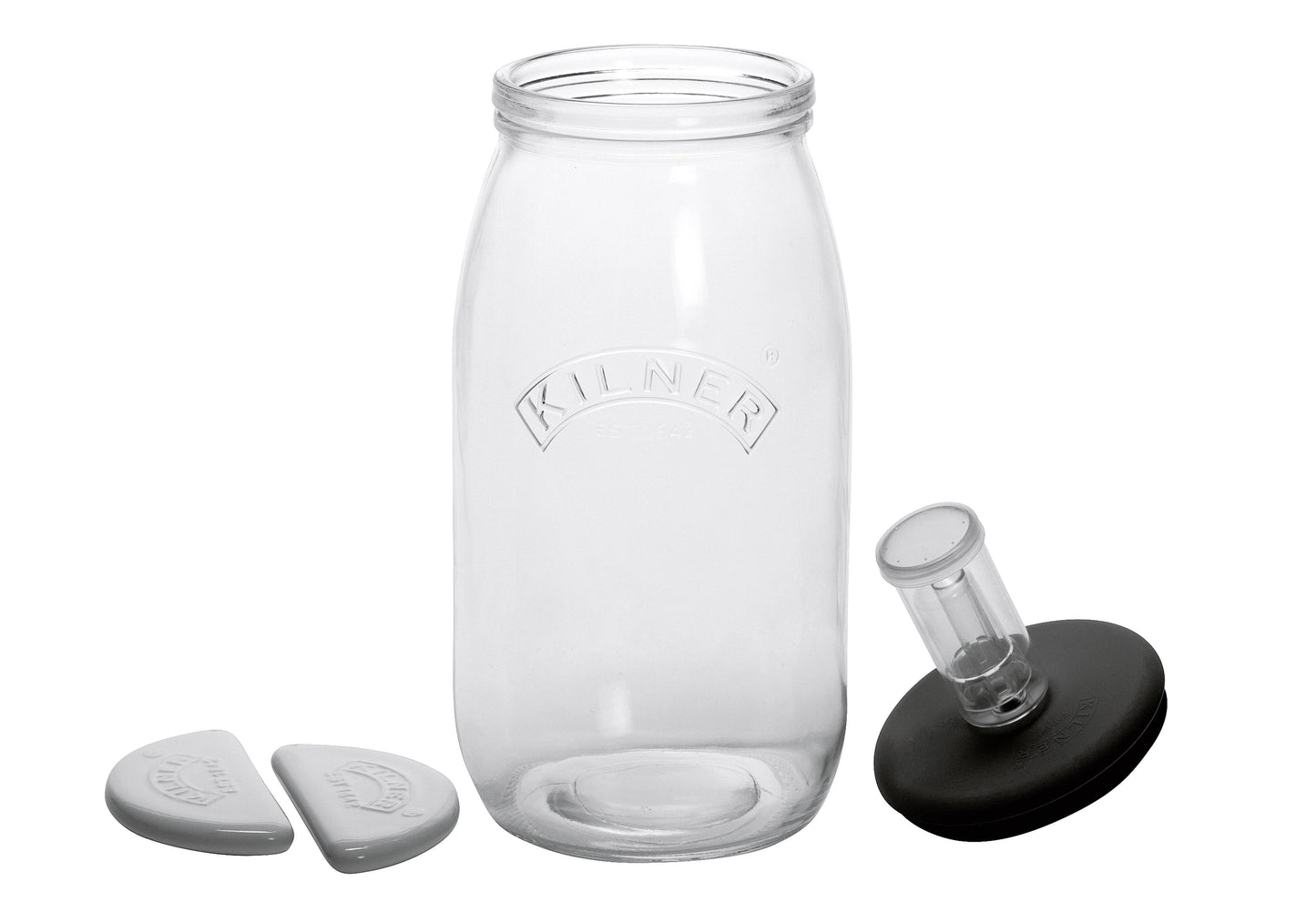 KILNER Fermentier-Set 1 Fermentierglas 1 Silikondeckel 2 Keramiksteine