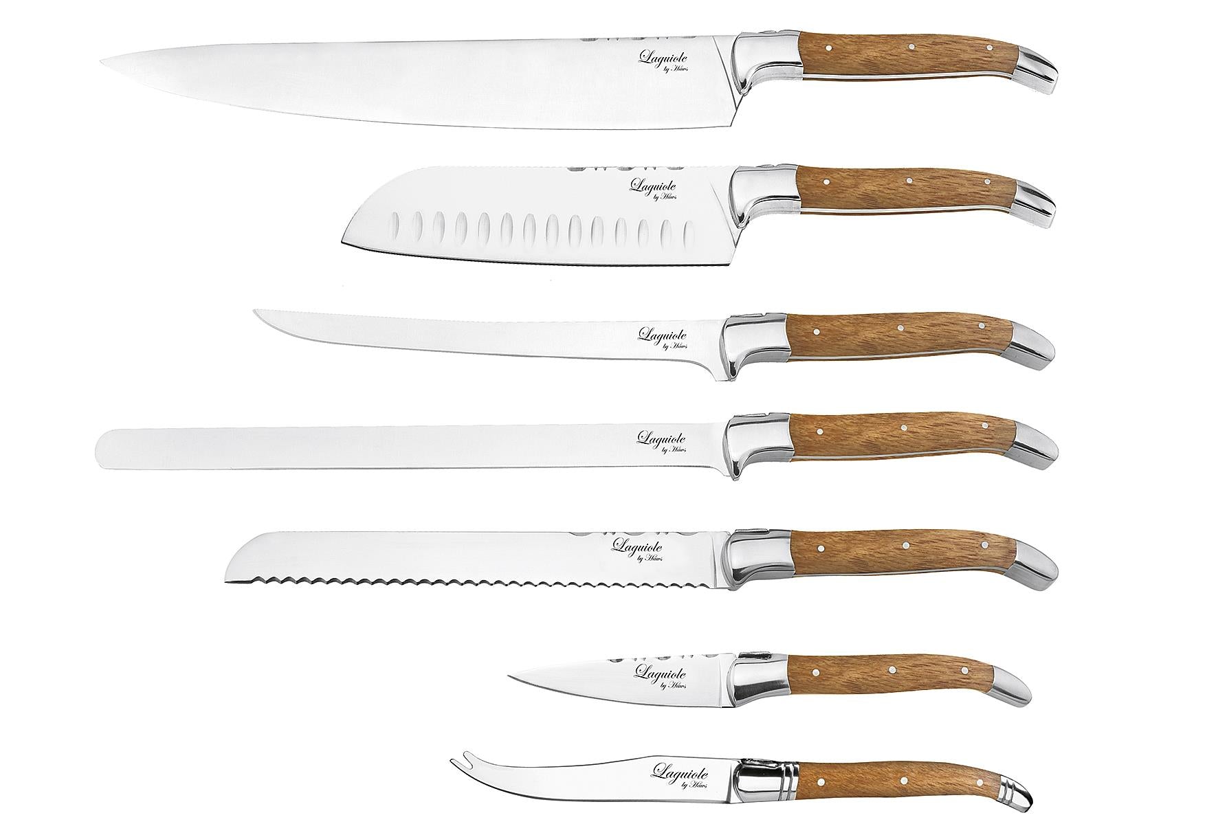 HAWS Messerset 'Laguiole' 7-teilig Chefmesser: 305 cm (mit Griff 445 cm) Fleisch- und Fischmesser: 28 cm (mit Griff 42 cm)