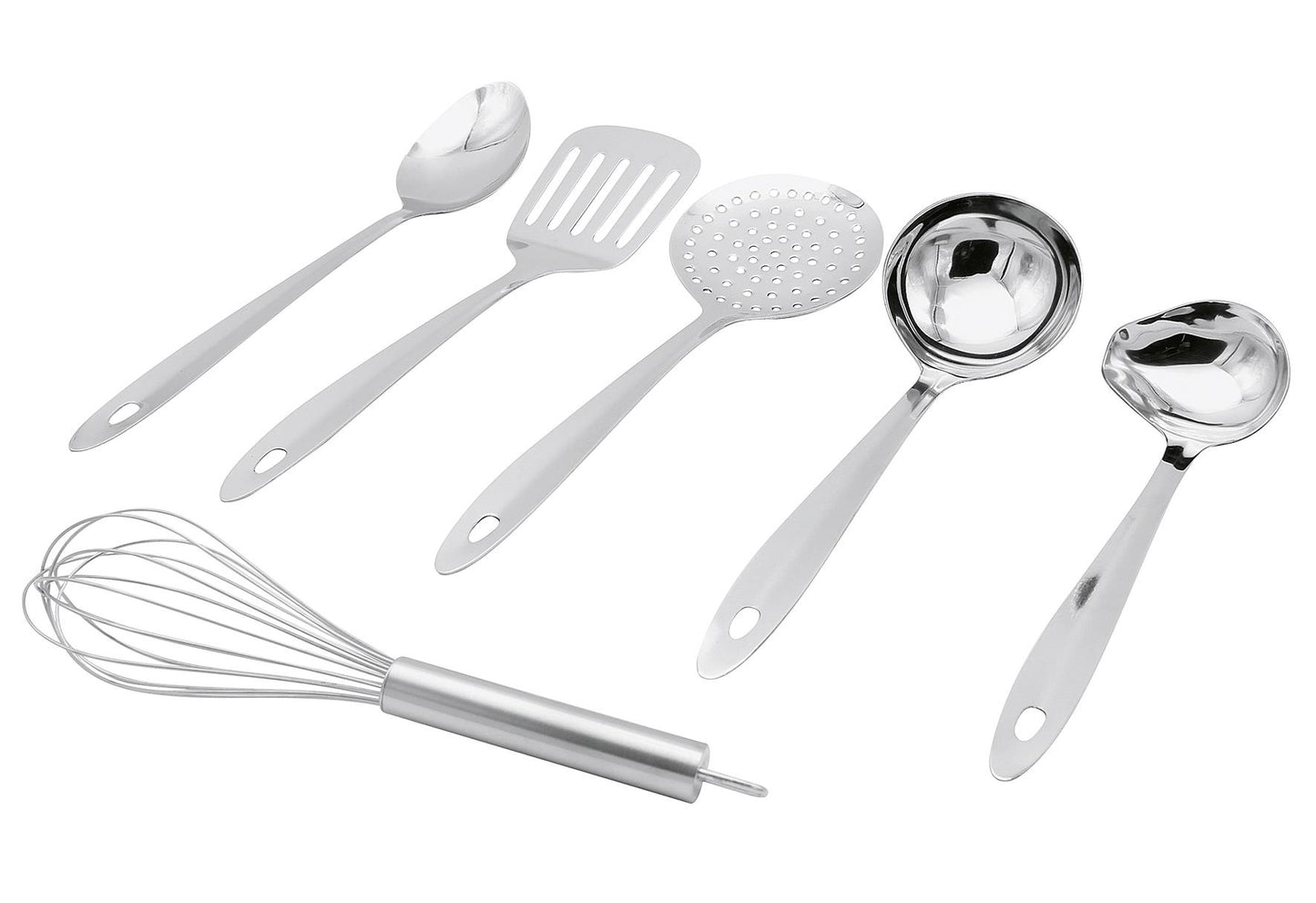 KARL KRÜGER Küchenhelfer-Set 6-teilig | je 1 x Saucenlöffel Schaumlöffel Schöpflöffel Gemüselöffel Pfannenwender Schneebesen