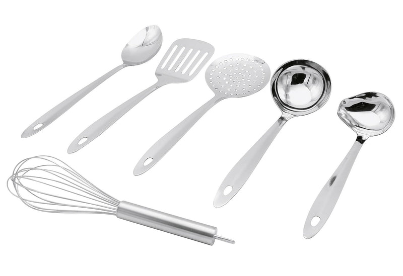 KARL KRÜGER Küchenhelfer-Set 6-teilig | je 1 x Saucenlöffel Schaumlöffel Schöpflöffel Gemüselöffel Pfannenwender Schneebesen