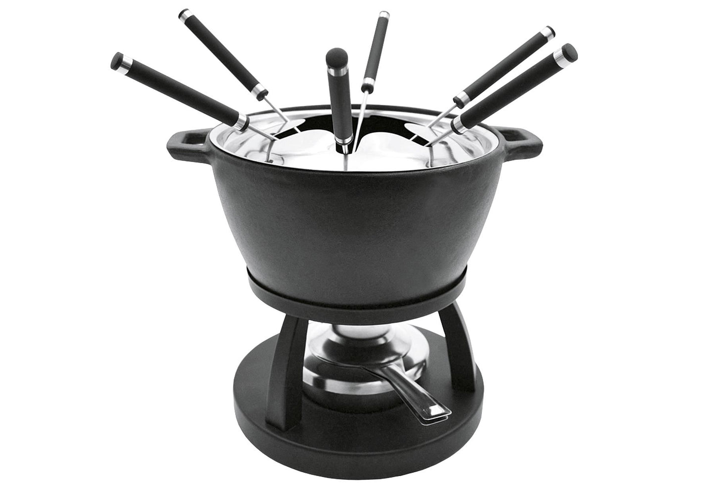 MÄSER Fondueset 10-teilig 1 Fonduetopf mit Edelstahlabdeckung 1 Rechaud und 6 Fonduegabeln