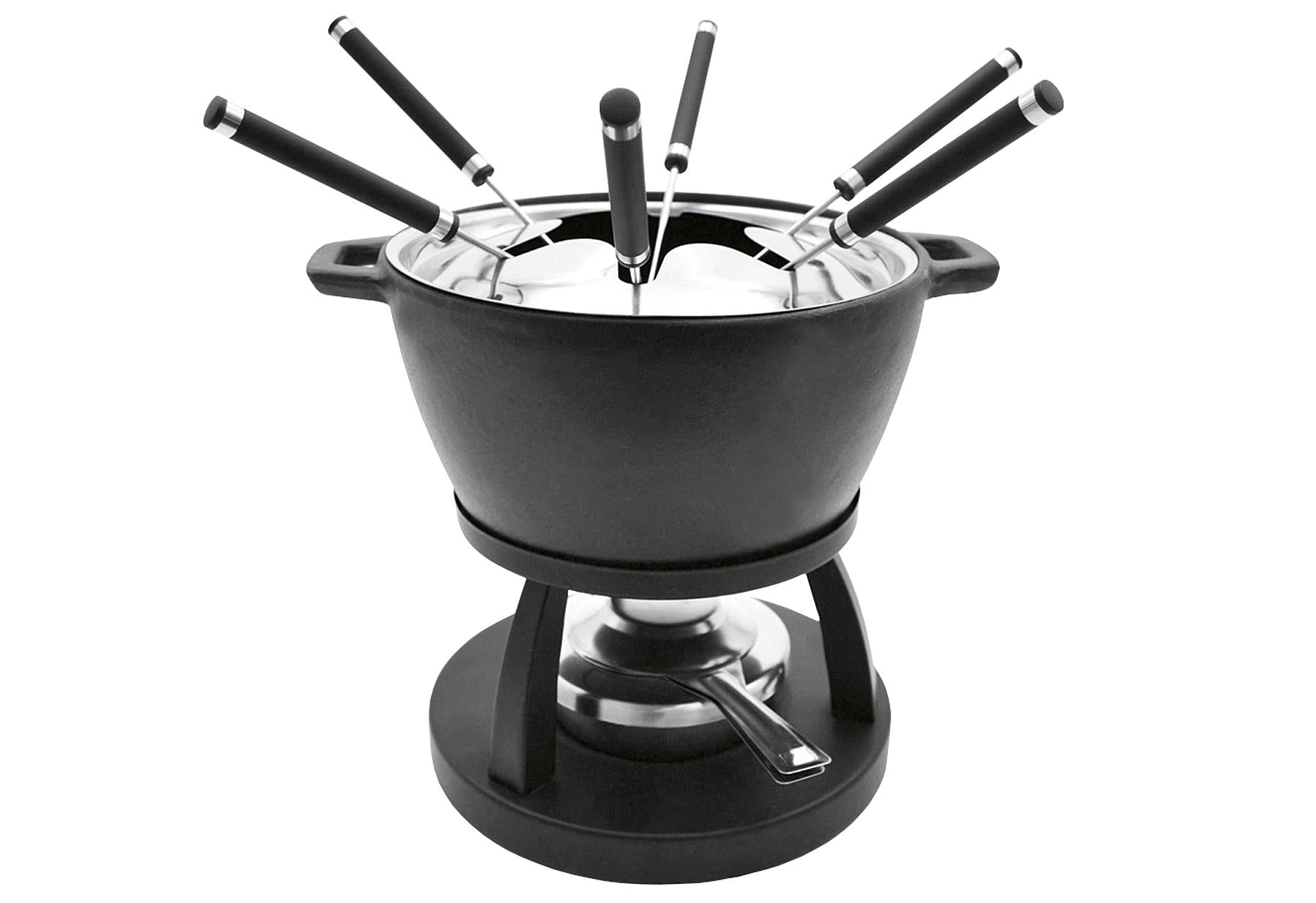 MÄSER Fondueset 10-teilig 1 Fonduetopf mit Edelstahlabdeckung 1 Rechaud und 6 Fonduegabeln