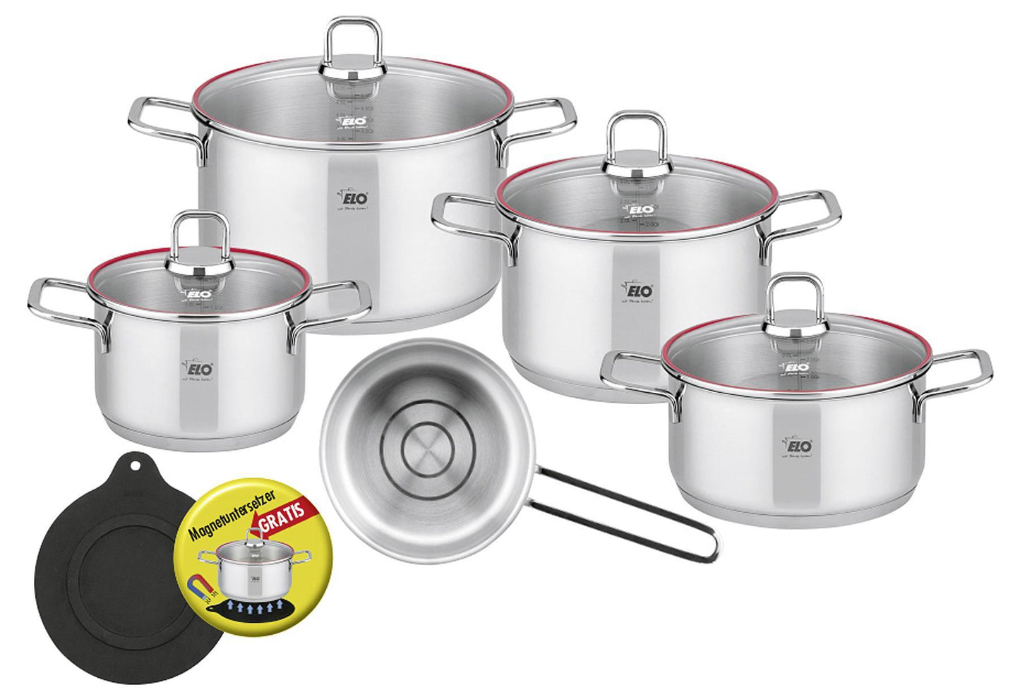 ELO Topfset 'Excellent' 6-teilig Inhalt: 1 x Bratentopf Ø 20 cm je 1 x Fleischtopf Ø 16 20 und 24 cm 1x Stielkasserolle Ø 1