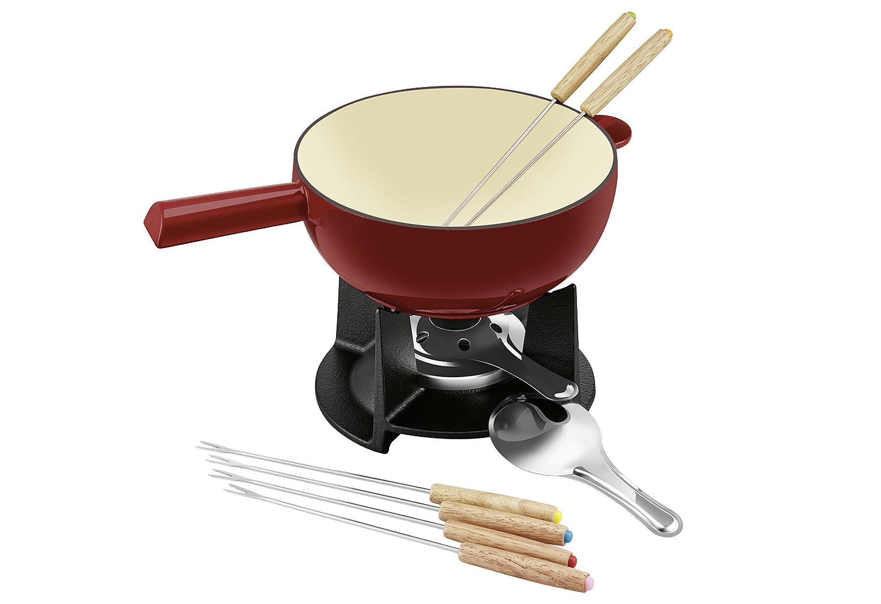 BEKA Käsefondue-Set'Belledone' 10-teilig 10-teilig | Fonduetopf | 6 farbig markierte Fonduegabeln mit Holzgriff |