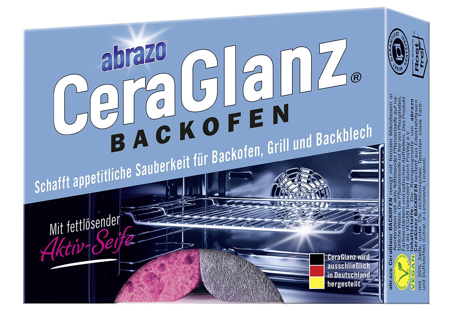 ABRAZO Schwamm 'CeraGlanz Backofen' 2er Pack Edelstahlwoll-Pad Schwamm - VPE: 8