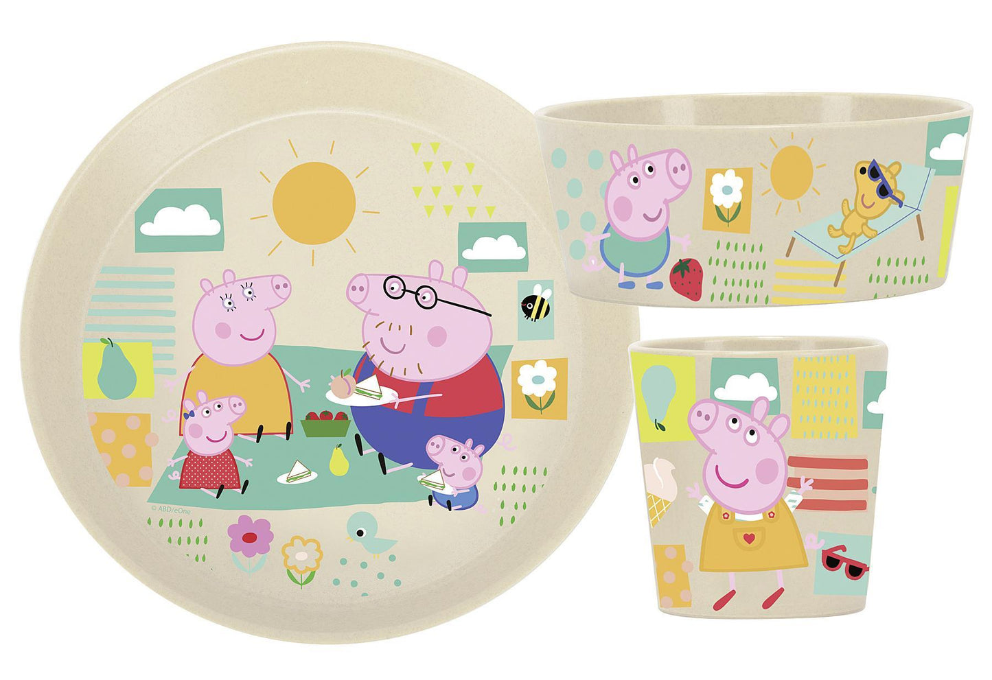 KOZIOL Geschirr-Set 'Connect Peppa Pig' 3-teilig 1 kleiner Teller 1 Schale 1 Becher