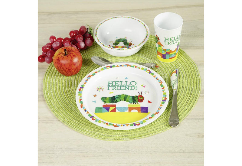 GEDA Kindergeschirr 'Raupe Nimmersatt - Hello Friend' 3-teilig je 1x Teller Becher Schale