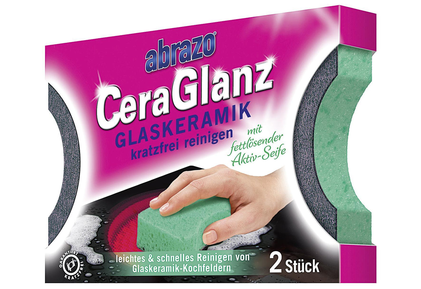 ABRAZO Schwamm CeraGlanz Glaskeramik 2er Pack - VPE: 8
