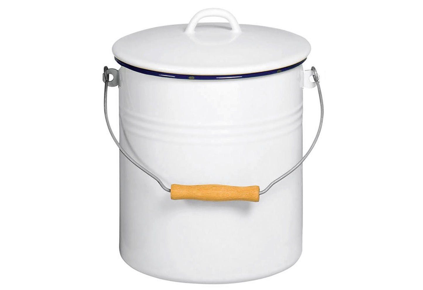 KARL KRÜGER Eimer mit Deckel 10 l 32cm Ø25cm emailliert weiß