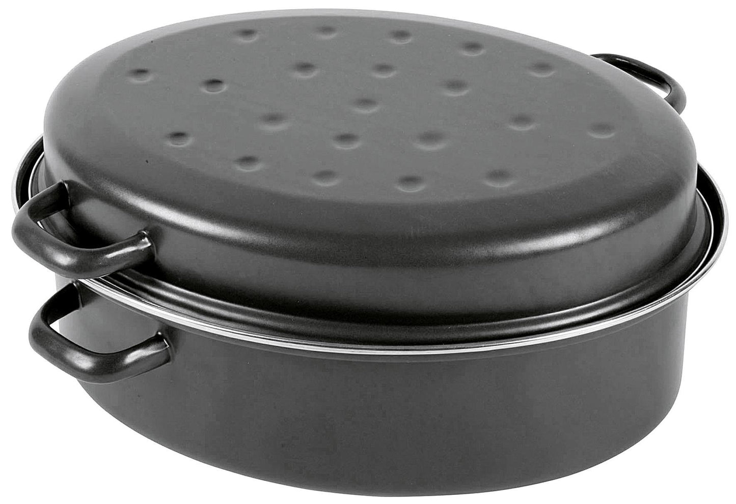 KARL KRÜGER Gänsebräter oval 45 l Ø34cm emailliert schwarz matt