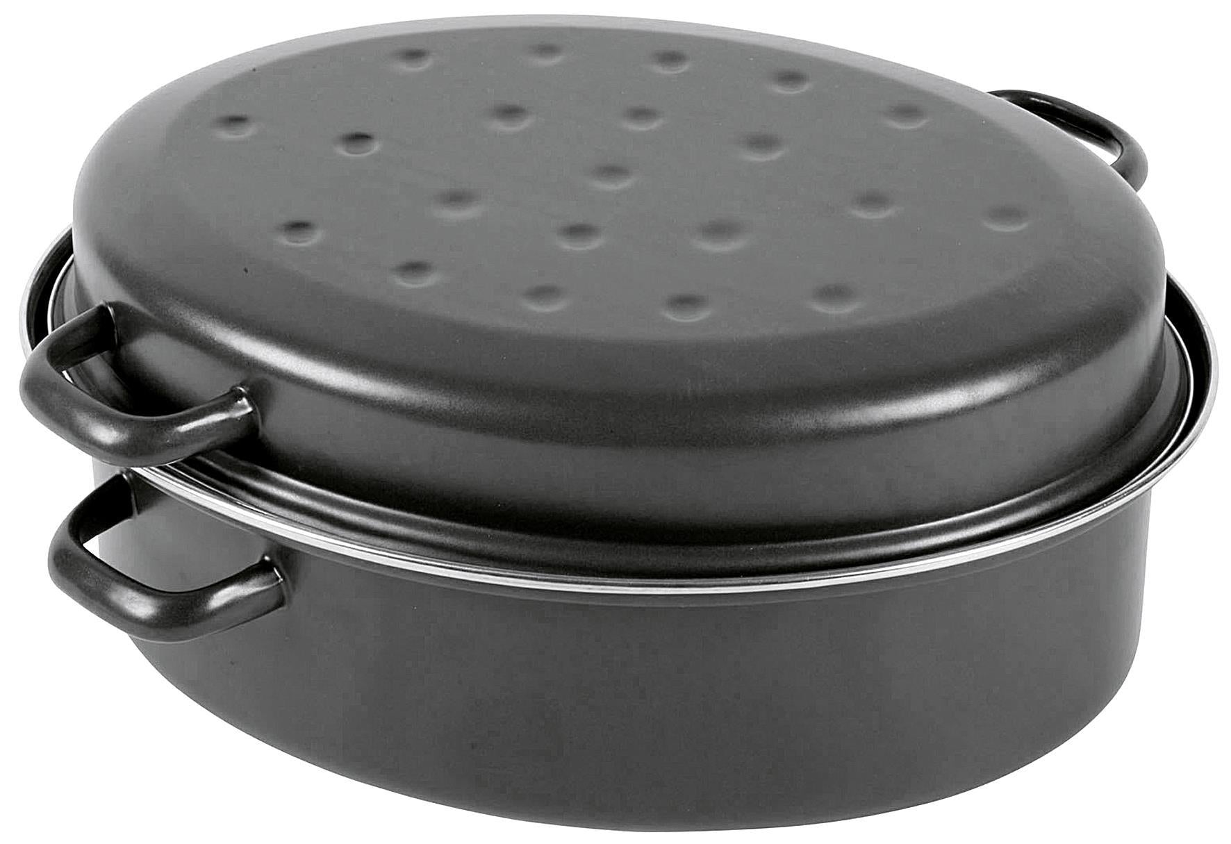 KARL KRÜGER Gänsebräter oval 45 l Ø34cm emailliert schwarz matt