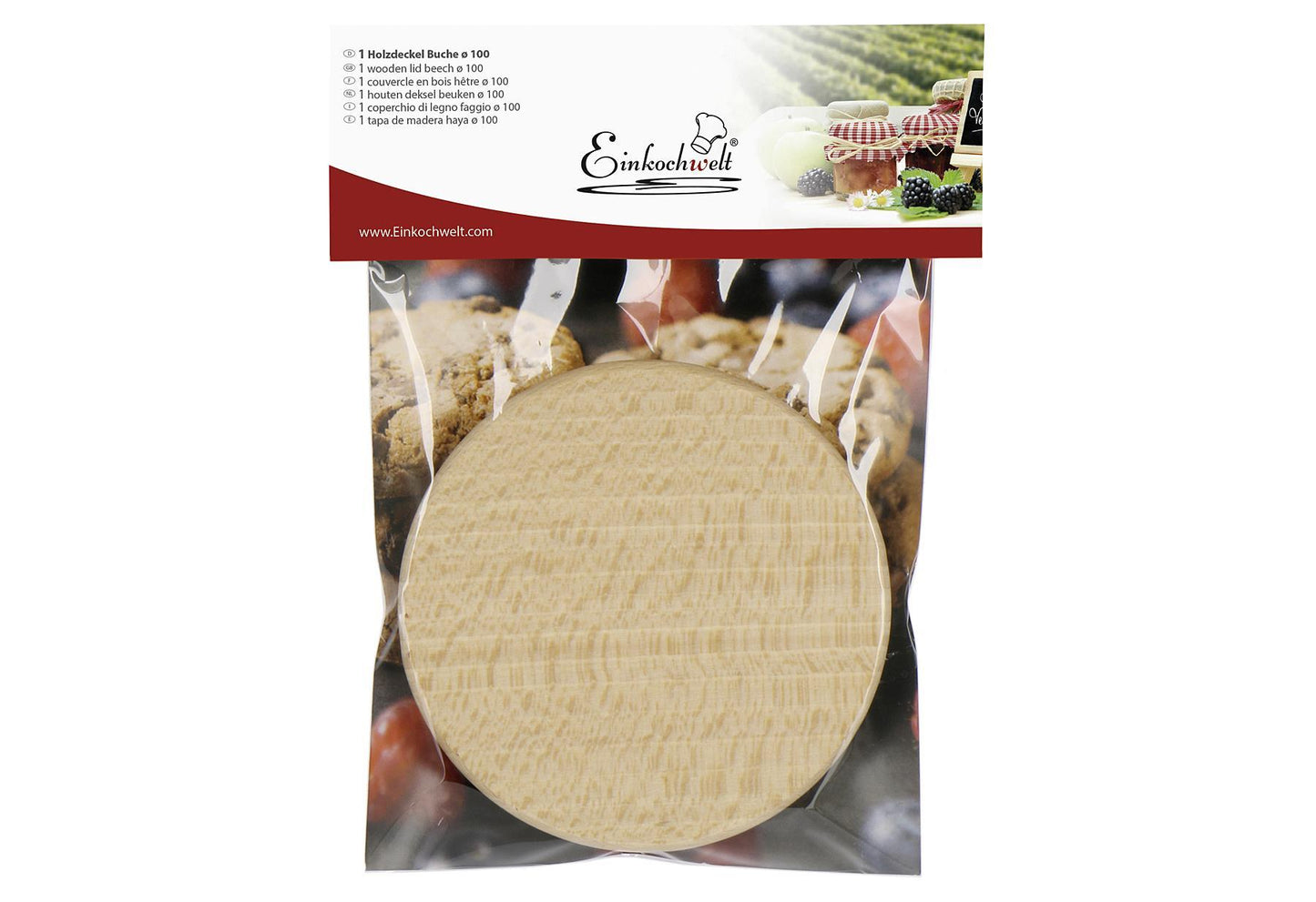 WECK Holzdeckel 'Einkochwelt' - VPE: 8