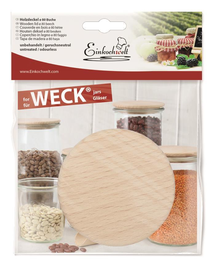 WECK Holzdeckel 'Einkochwelt' - VPE: 10