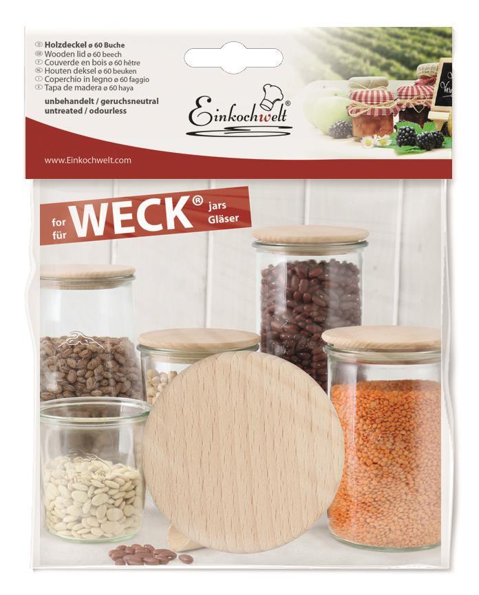 WECK Holzdeckel 'Einkochwelt' - VPE: 10