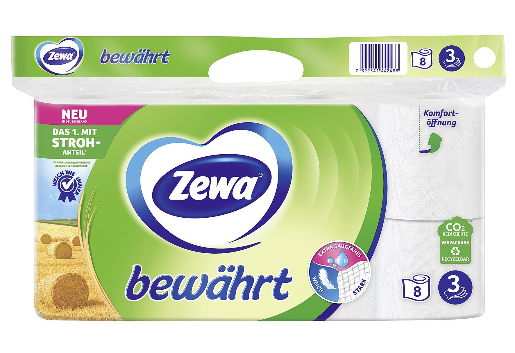 ZEWA Toilettenpapier 'bewährt' 150 Blatt 3-lagig 8er Pack - VPE: 7