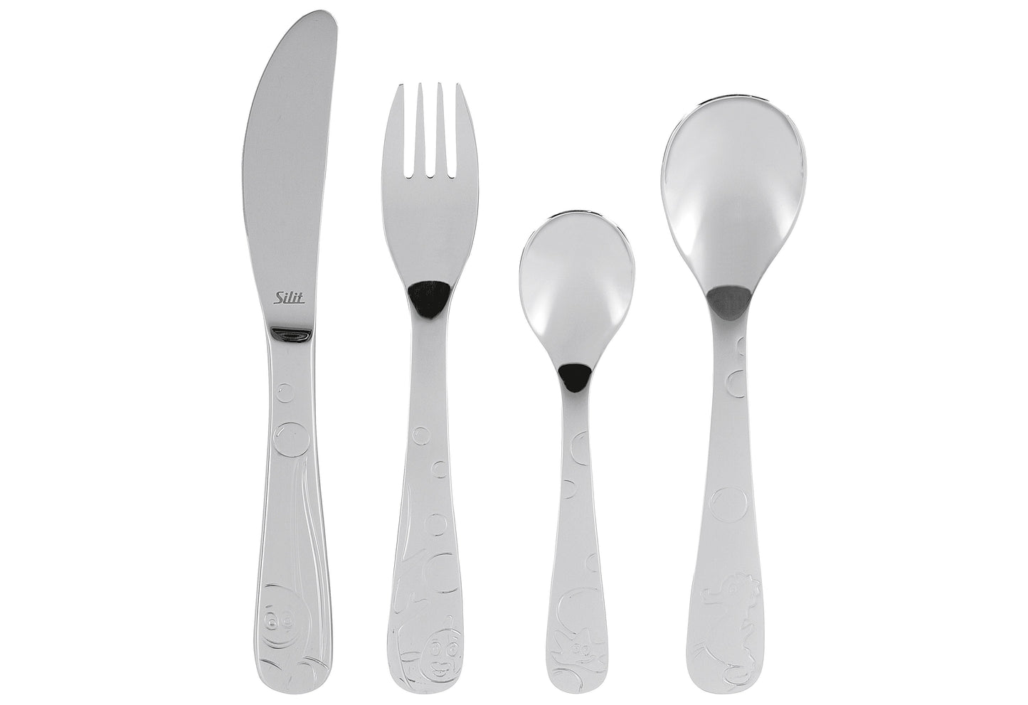 SILIT Kinderbesteck Aquarama 4tlg Edelstahl 4tlg: Messer: 18 cm Gabel: 16 cm kleiner Löffel: 13 cm und großer Löffel: 165 cm