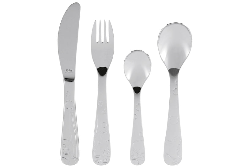 SILIT Kinderbesteck Aquarama 4tlg Edelstahl 4tlg: Messer: 18 cm Gabel: 16 cm kleiner Löffel: 13 cm und großer Löffel: 165 cm