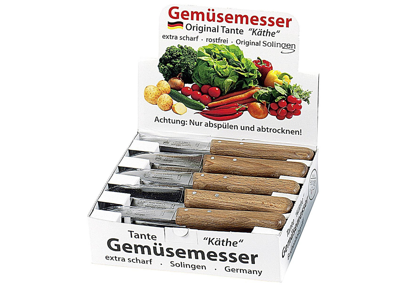 RÖR Gemüsemesser Tante Käthe Buchenholz 75mm - VPE: 20
