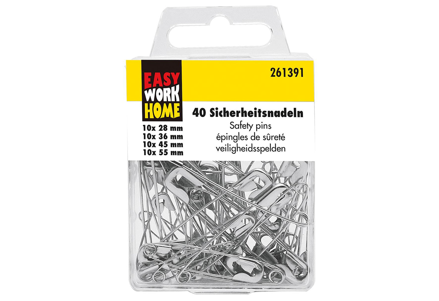 EASY WORK Sicherheitsnadelnsortiment 40-teilig - VPE: 12
