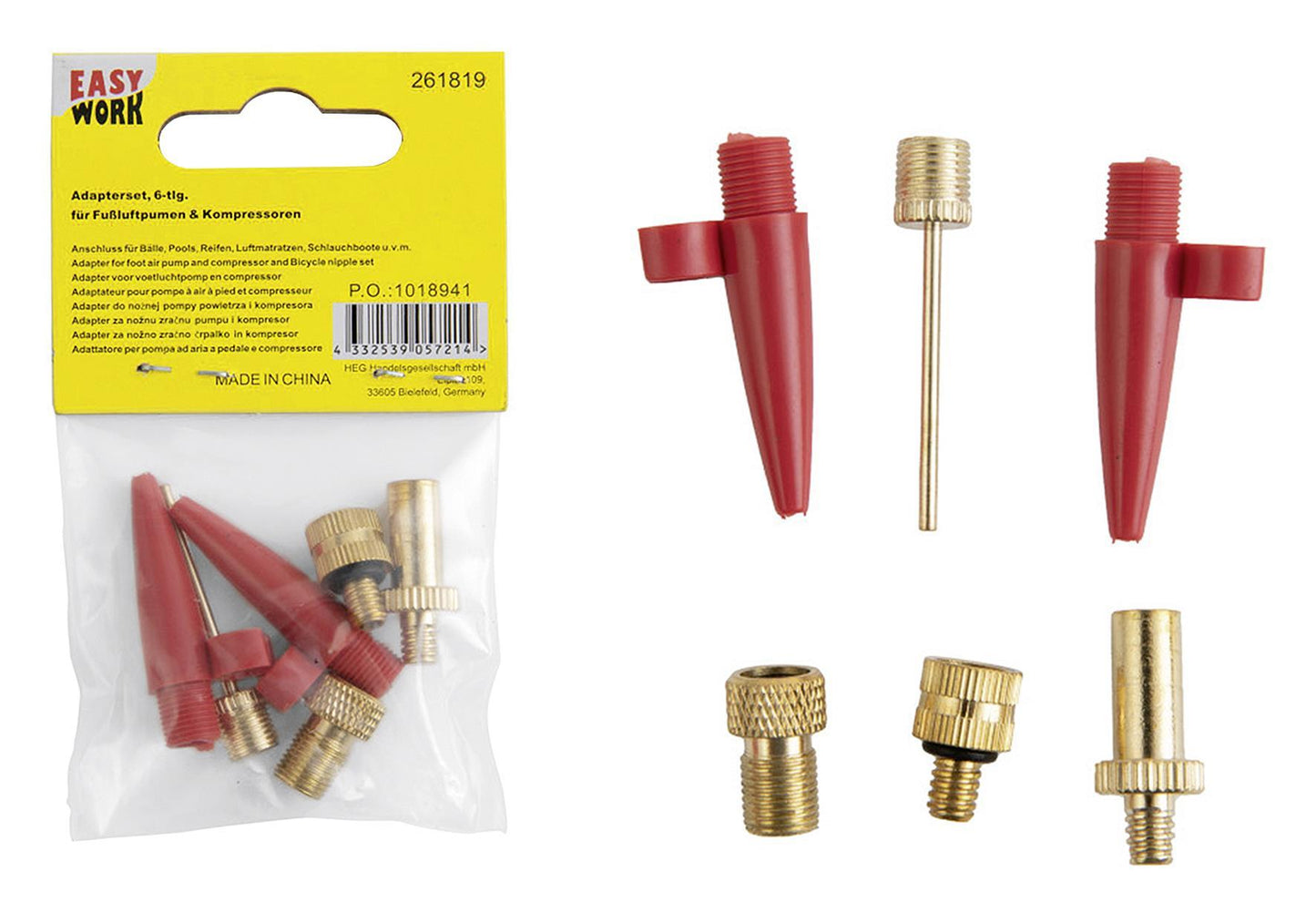 EASY WORK Adapterset für Fußluftpumen 6-teilig - VPE: 20